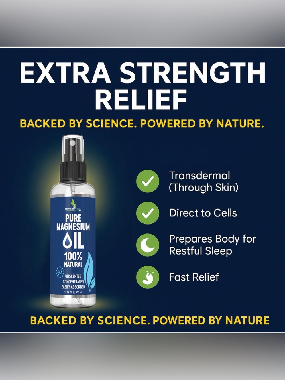 Essentiallybased Pure Magnesium Oil Spray 12 fl oz - Picture 2 of 4